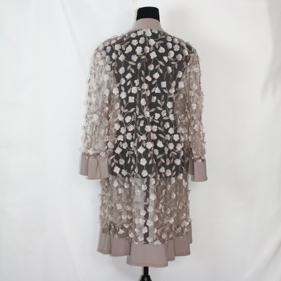 R & M Richards Sheer Open Cardigan with Floral Appliques Size 14 - Picture 3 of 9